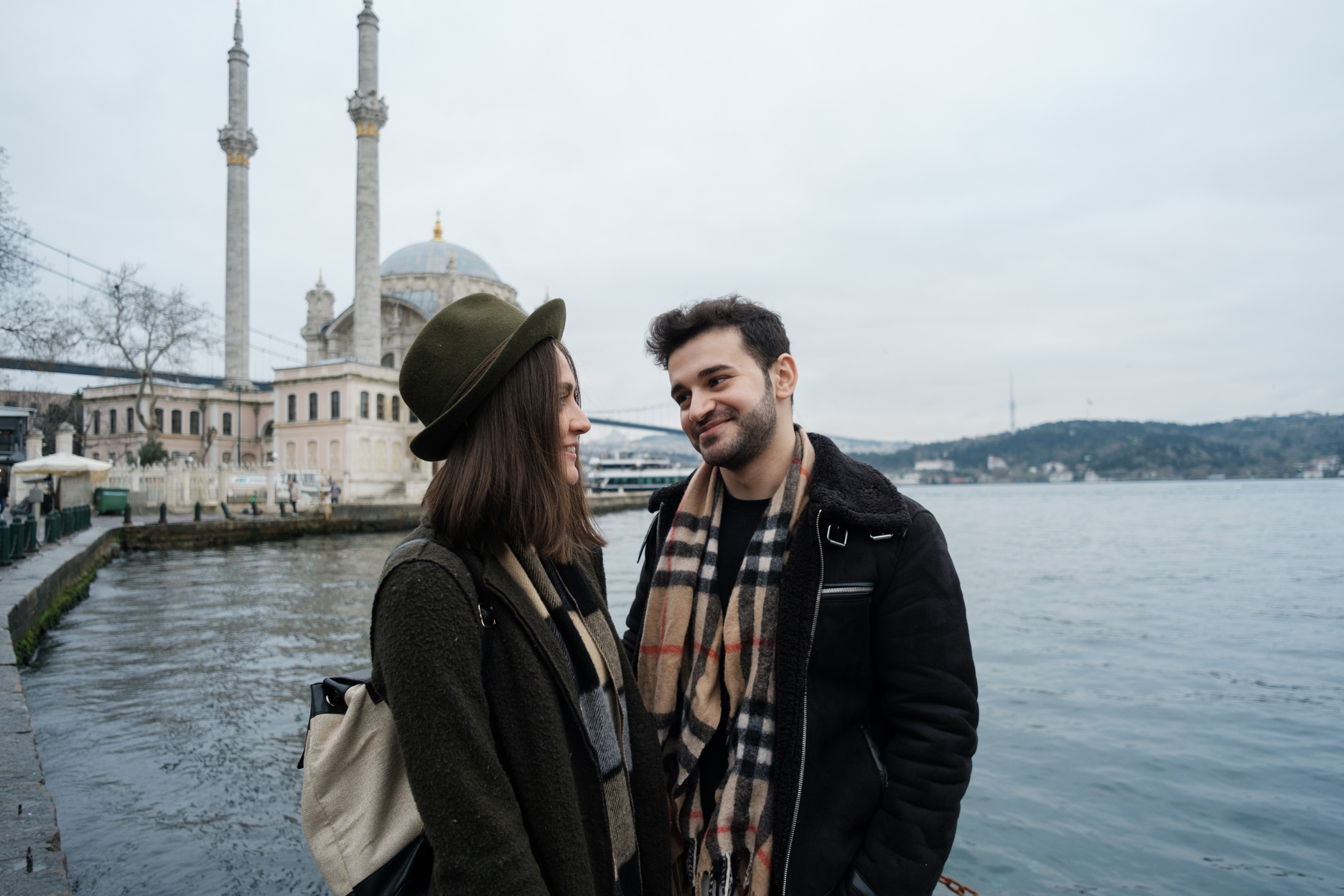 Couple Posing Near Istanbul River